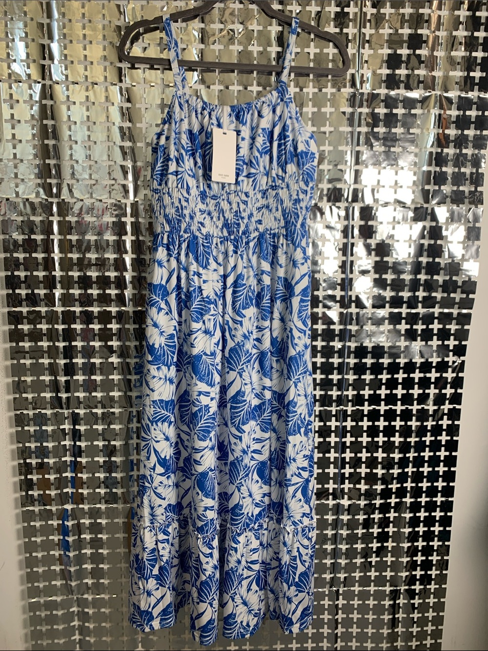 Grace Karin Blue and White Printed Maxi Dress